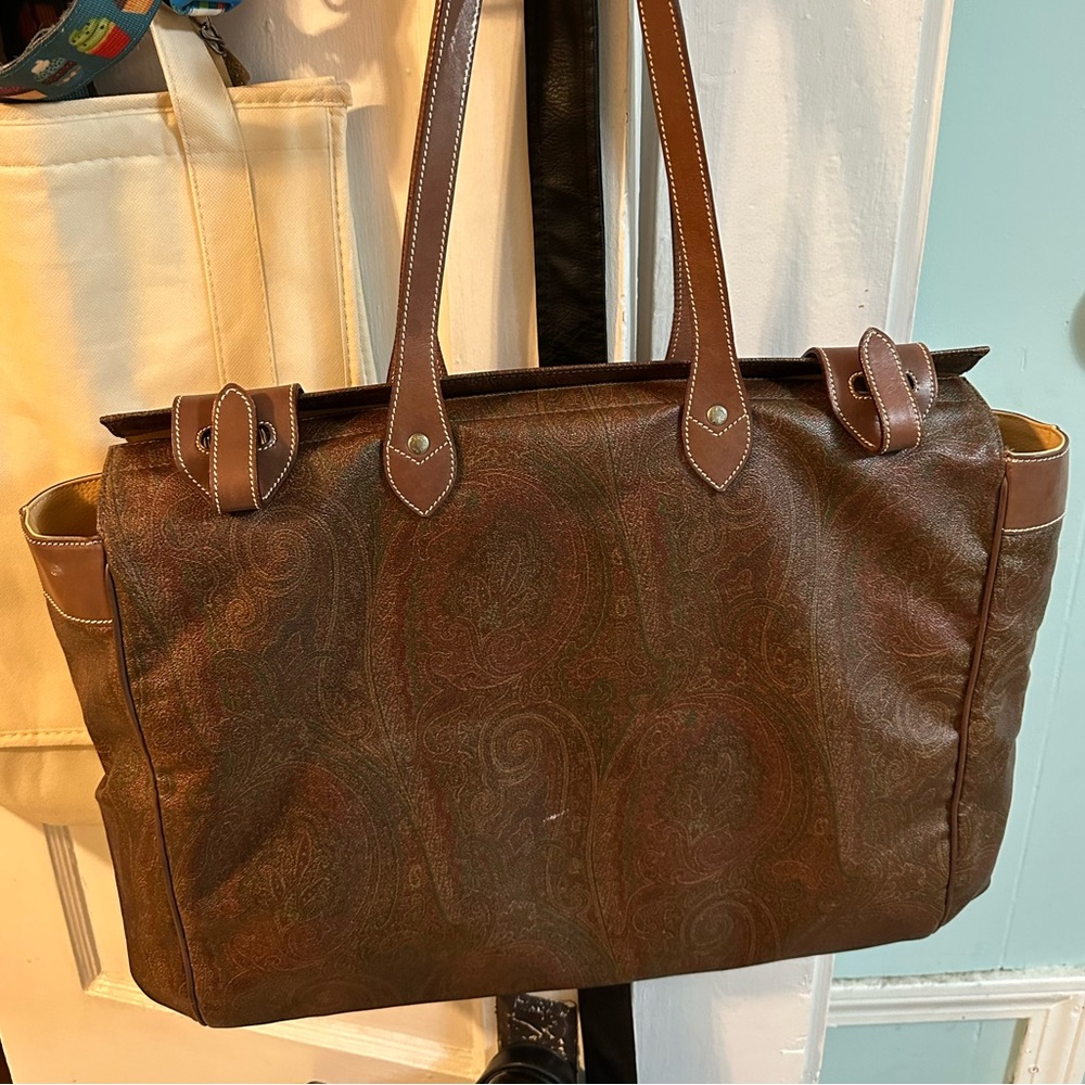 Authentic Extremely Large Etro Leather Shoulder B… - image 1